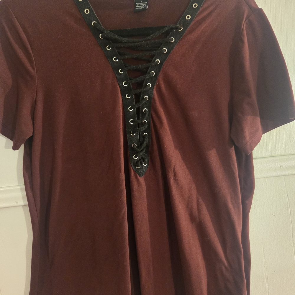 Rue21 Burgundy Lace-Up Top